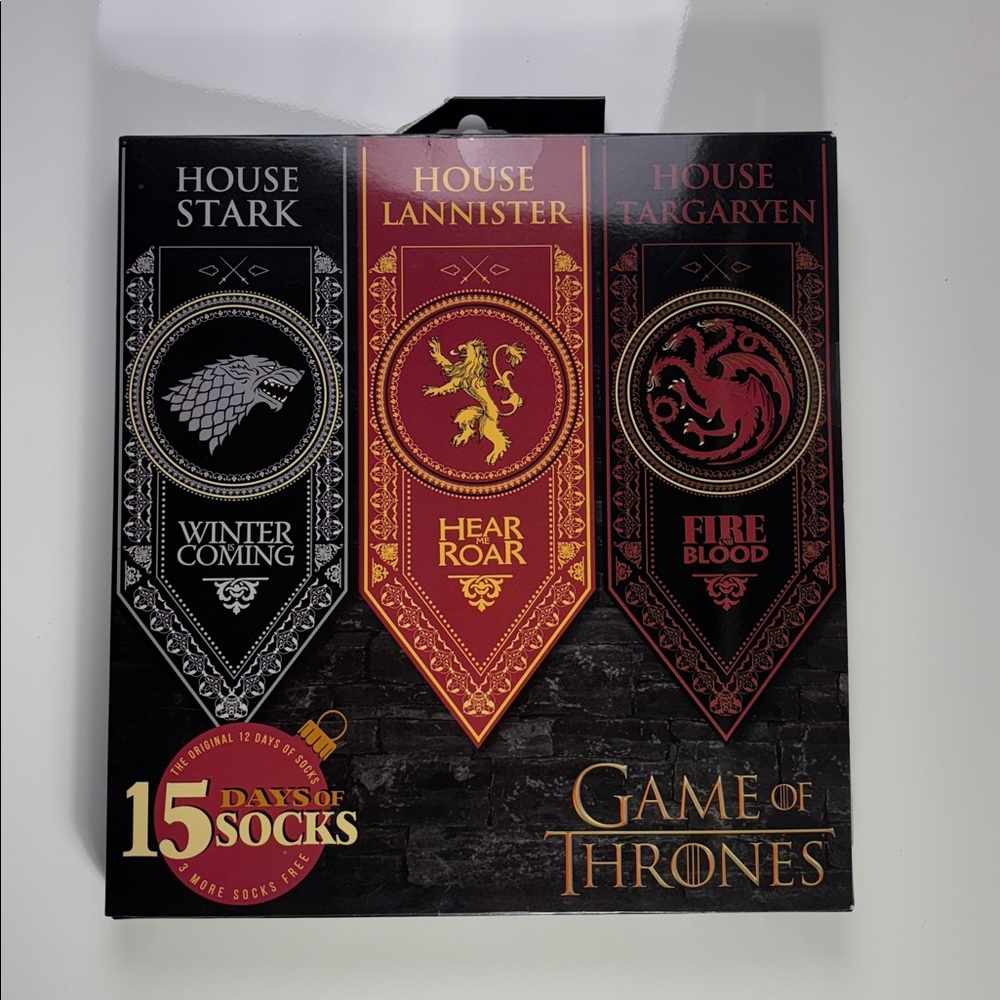 HBO Game of Thrones House Sigil Socks Set - Black, Red, Gold 2019